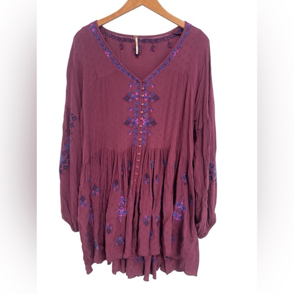 Free People Boho Arianna Embroidered Tunic Dress - Picture 2 of 8